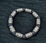 Viking Runes Lava Stone Beads Bracelet