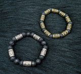 Viking Runes Lava Stone Beads Bracelet
