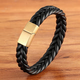 Classic Stainless Steel Braided Leather Bracelet