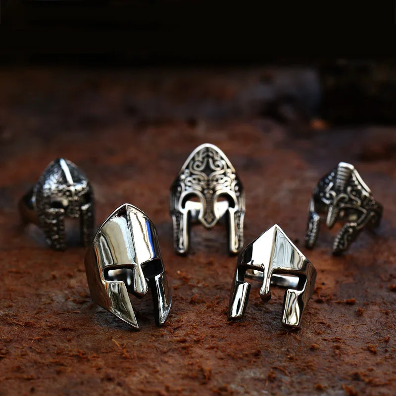 Stainless Steel Spartan Helmet Rings | Viking Warriors