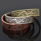 Viking Dragon Cuff Bracelet - Norse Knotwork Bangle