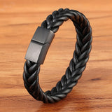 Classic Stainless Steel Braided Leather Bracelet
