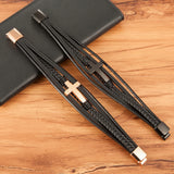 Men's Luxury Cross Leather Bracelet