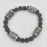 Viking Runes Lava Stone Beads Bracelet