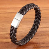 Classic Stainless Steel Braided Leather Bracelet