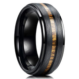 Black Koa Wood Inlay Titanium Wedding Ring
