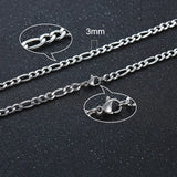 Silver Stainless Steel 3-8mm Figaro Chain