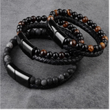 Natural Stone Leather Beaded Bracelet