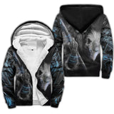 Hoodie with wolf design on a white background