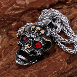 Red eyes silver and gold Skull pendant 
