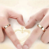 Gold Titanium Steel Couple Rings Set
