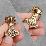 Thor's Hammer Necklace with Odin face