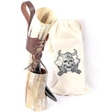 Viking Drinking Horn with Stand and Leather Holster