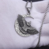 Moon & Eagle Pendant Necklace – Stainless Steel Hip Hop Jewelry