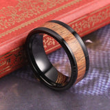 Black Koa Wood Inlay Titanium Wedding Ring