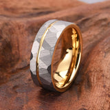 Silver Gold Polygon Tungsten Ring