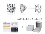 Diamond stud earrings with gemstone and certification on a white background, featuring the brand 'MODIAN'.