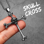 Skull Bone Cross Men's Necklaces - Gothic Punk Rock Jewelry