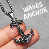Sea Wave Anchor Pendant Necklace