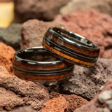 Wooden Whiskey Barrel Guitar String Inlaid Ring