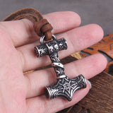 Viking Thor's Hammer Leather Necklace