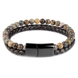 Natural Stone Leather Beaded Bracelet