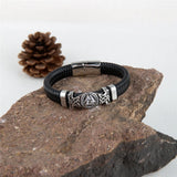 Viking Valknut Leather Bracelet