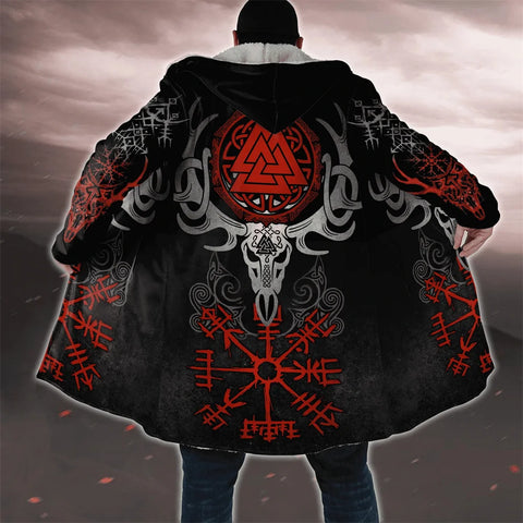 Viking Cloak with Hood - Warm Winter Nordic Hooded Coat for Men