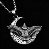 Moon & Eagle Pendant Necklace – Stainless Steel Hip Hop Jewelry