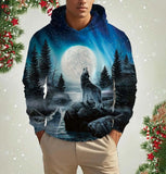 Norse Wolf Print Hoodie | Lightweight Unisex Pullover