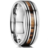 Black Koa Wood Inlay Titanium Wedding Ring