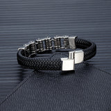 Viking Biker Braided Leather Bracelet