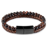 Natural Stone Leather Beaded Bracelet