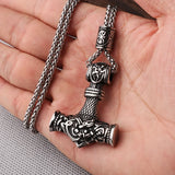 Beaded Viking Mjolnir Pendant Necklace for Men