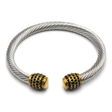 Black Zircon Stones Twisted Cuff Bracelet