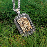 Saint Michael Archangel Shield Pendant Necklace