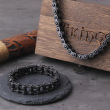 Black Biker Bracelet and Chain set