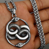 Double Ouroboros Snake Pendant Necklace