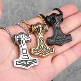 Thor's Hammer Necklace with Odin face