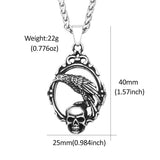 Raven & Skull Gothic Mirror Pendant Necklace