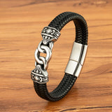 Vintage Interlocking Leather Braided Bracelet