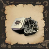 Viking-style jewelry set with decorative box on a themed background