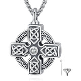 925 Sterling Silver Round Celtic Knot Cross Urn Necklace