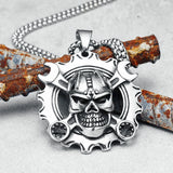 Gear Skull Biker Engineer Pendant Necklace