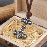 Viking Thor's Hammer Leather Necklace