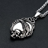 Raven & Skull Gothic Mirror Pendant Necklace