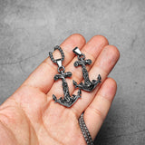 Sea Wave Anchor Pendant Necklace