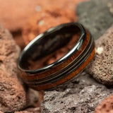 Wooden Whiskey Barrel Guitar String Inlaid Ring