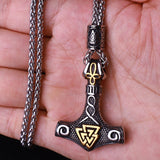 Beaded Viking Mjolnir Pendant Necklace for Men