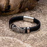 Viking Valknut Leather Bracelet